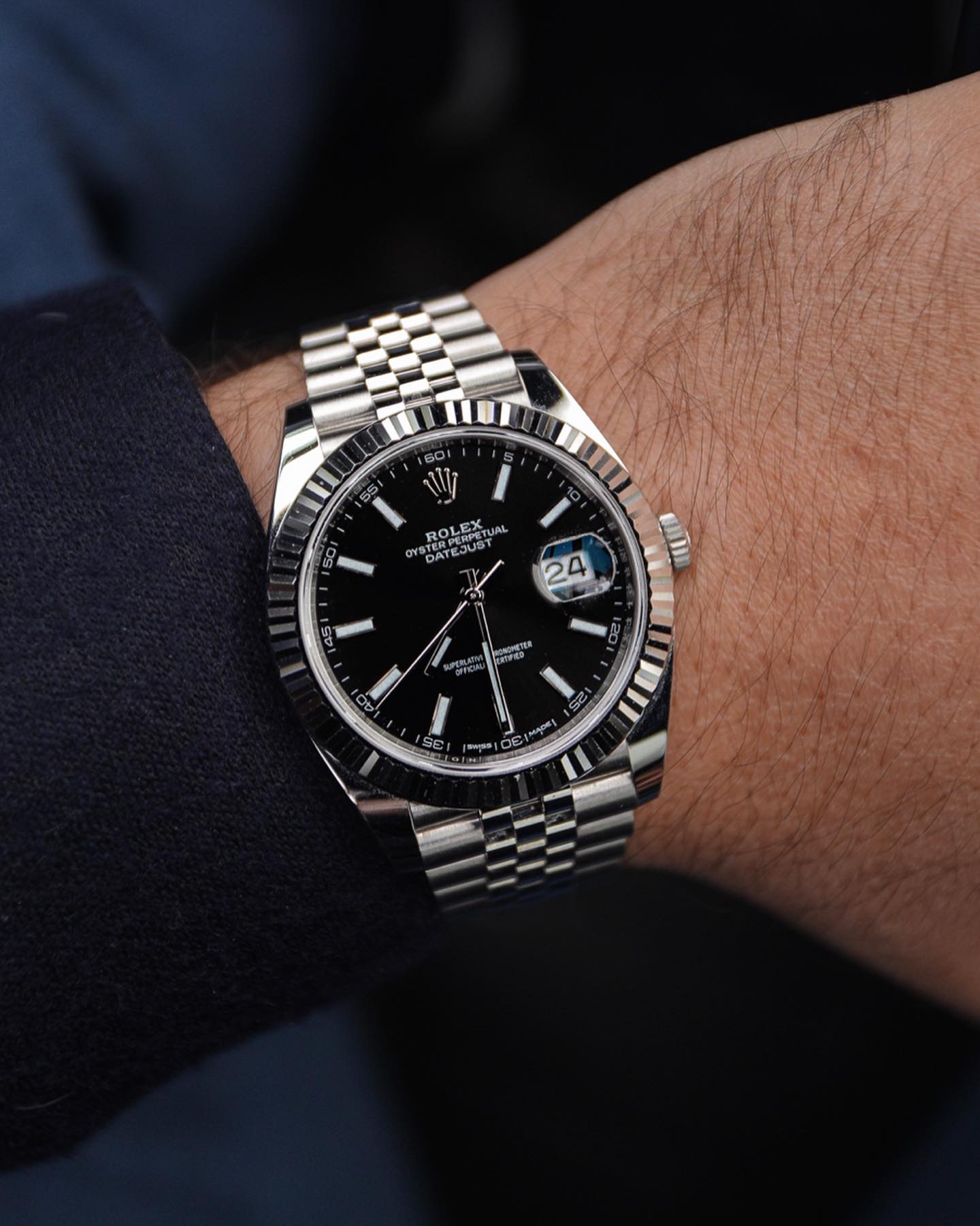Rolex Datejust Black Dial 41 mm Metal Bracelet Men's Watch (Ref. 031)