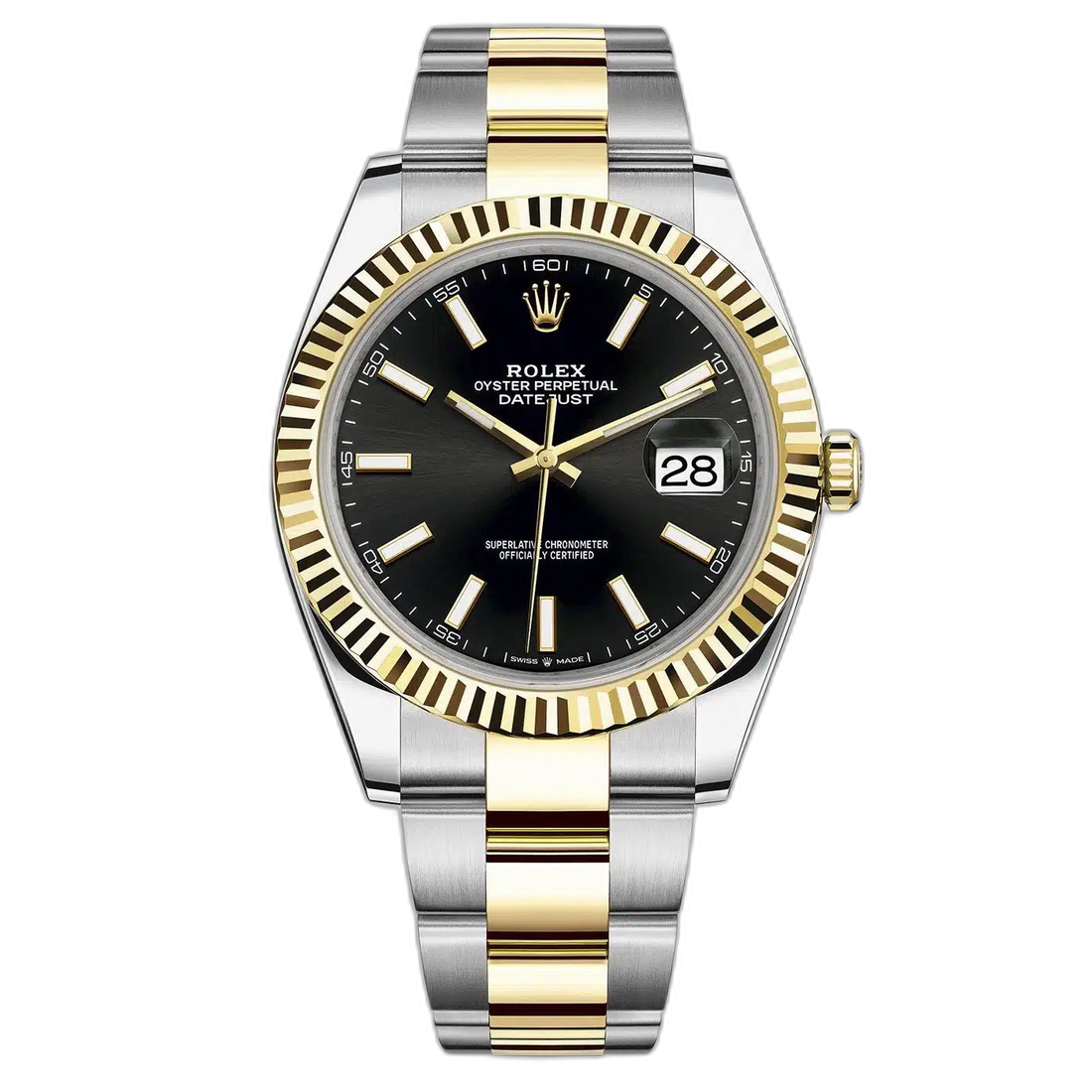 Rolex Datejust Black Dial 41 mm Metal Bracelet Men's Watch (Ref. 020)