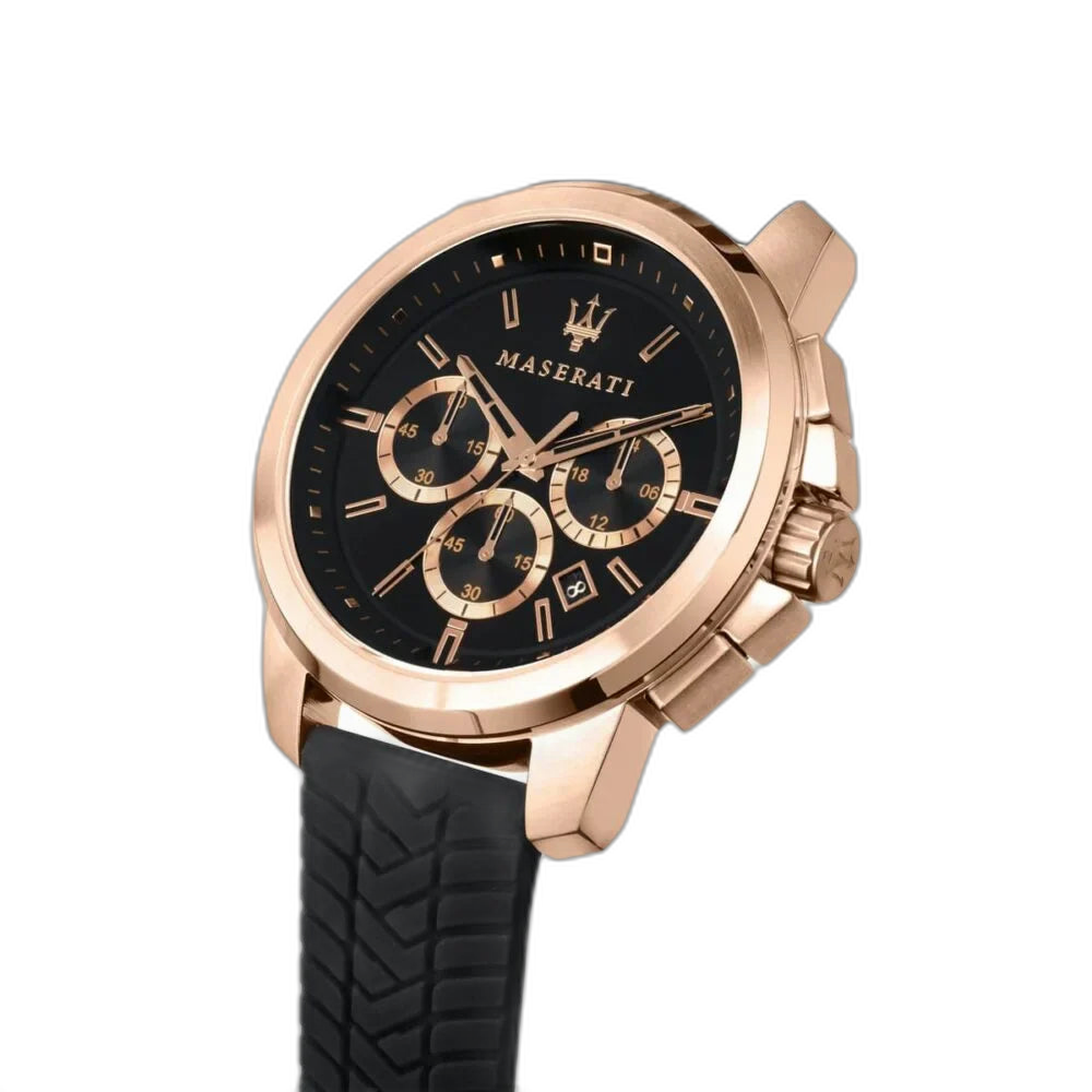 Maserati Black Dial 44 mm Rubber Strap Men's Watch R8871621012