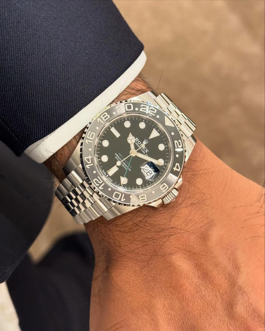 Rolex GMT-Master II Black Dial Metal Bracelet Men's Watch (Ref. 011)
