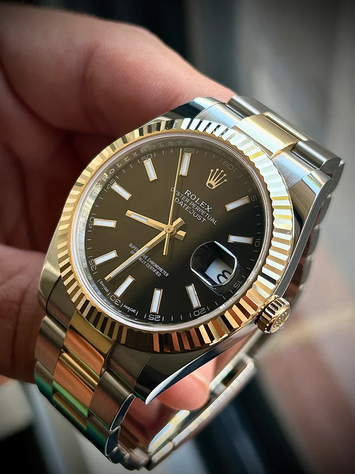 Rolex Datejust Black Dial 41 mm Metal Bracelet Men's Watch (Ref. 020)