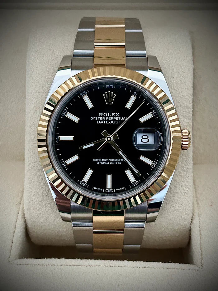 Rolex Datejust Black Dial 41 mm Metal Bracelet Men's Watch (Ref. 020)