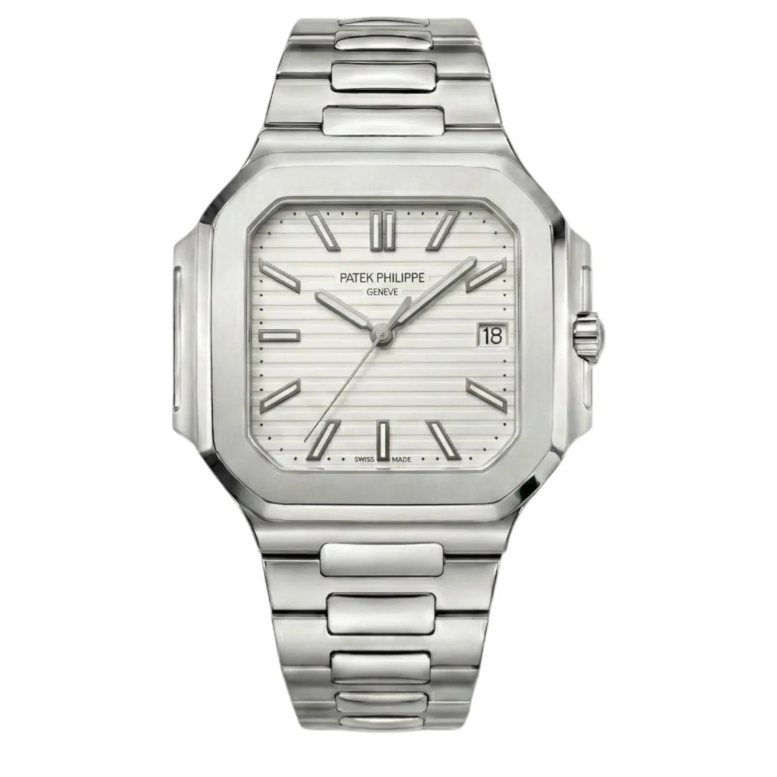 Patek Philippe White Dial 45 mm Stainless Steel Bracelet Men's Watch