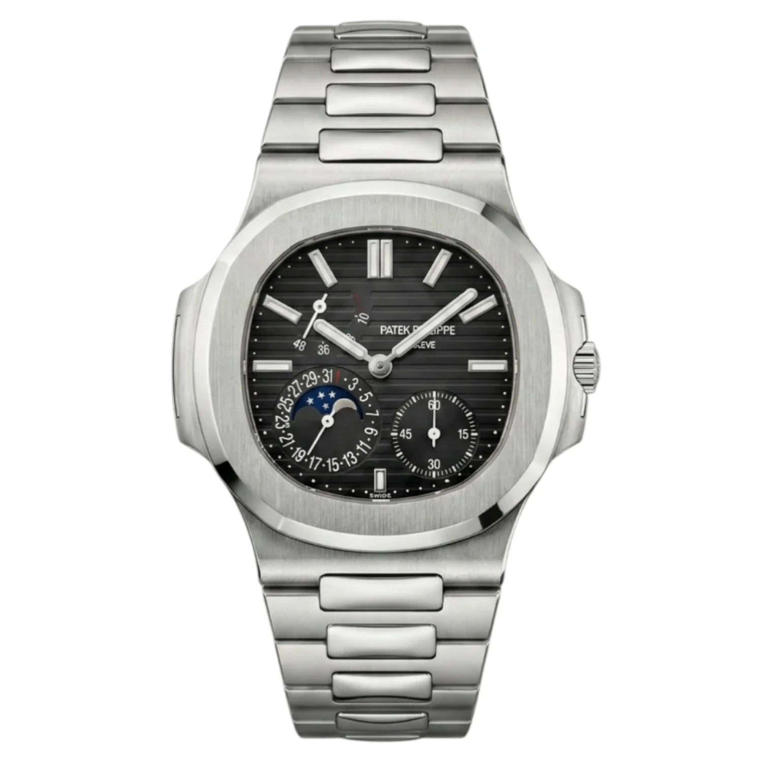 Patek Philippe Nautilus Black Dial 41 mm Rubber Strap Men's Watch
