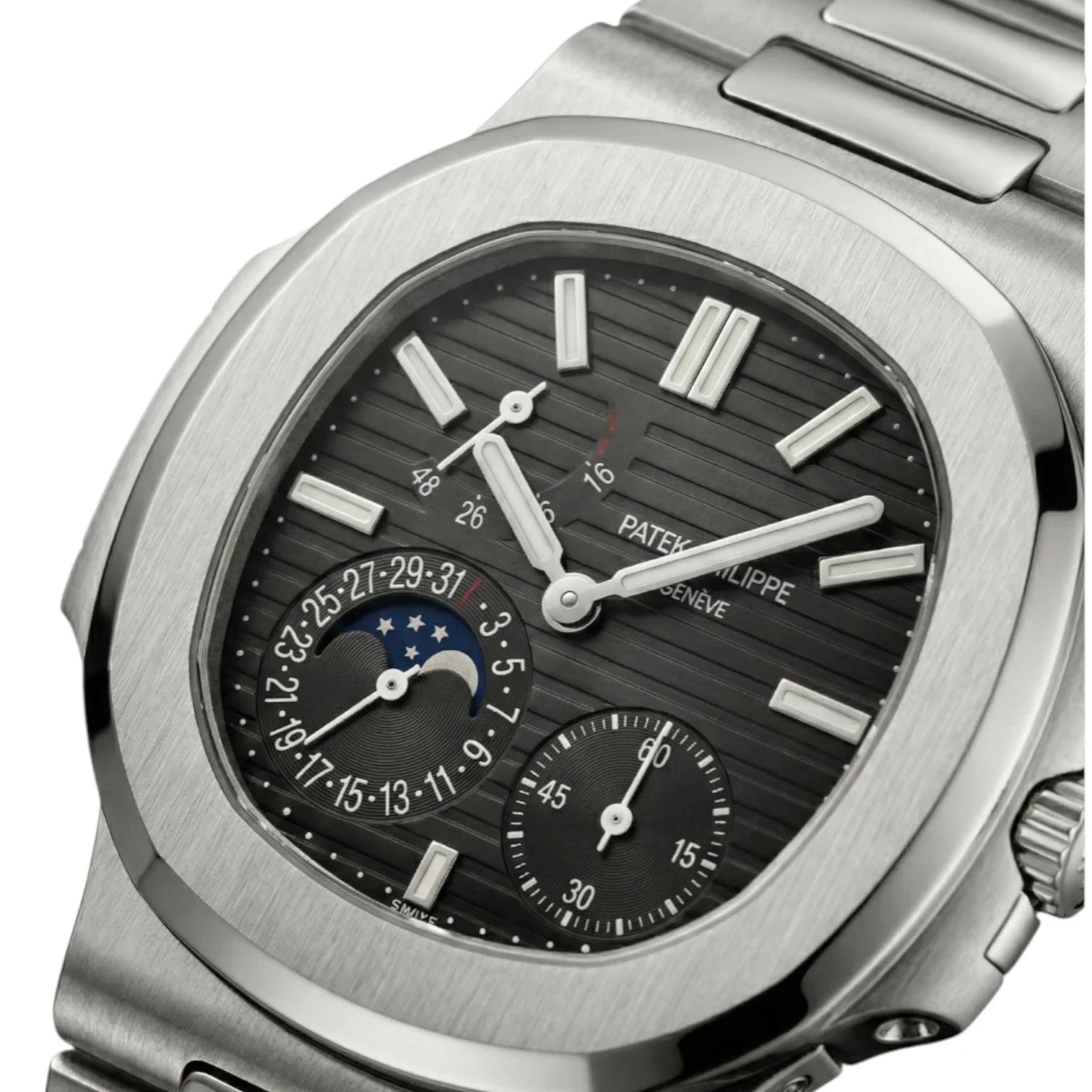 Patek Philippe Nautilus Black Dial 41 mm Rubber Strap Men's Watch
