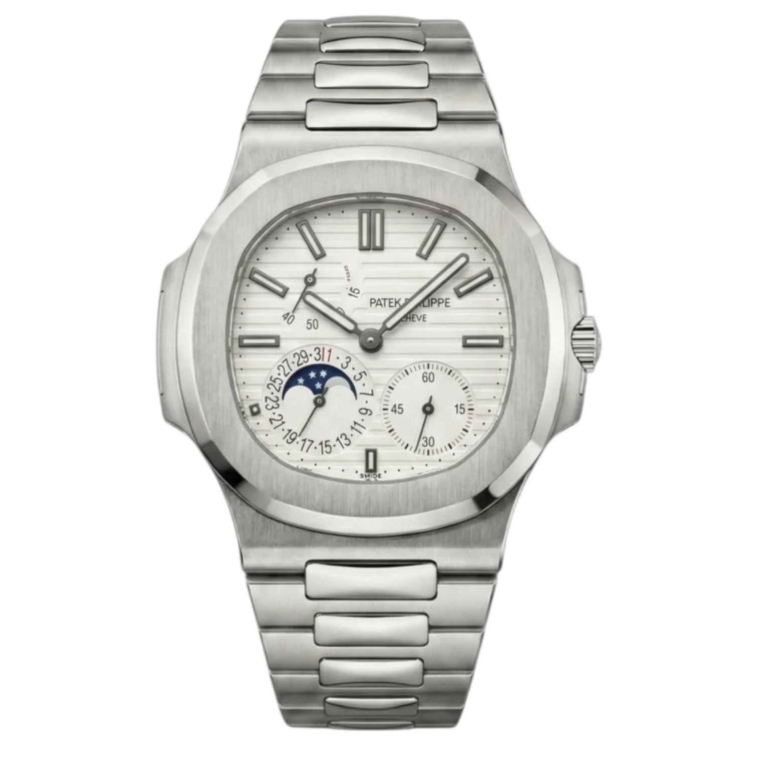 Patek Philippe Nautilus White Dial 41 mm Rubber Strap Men's Watch