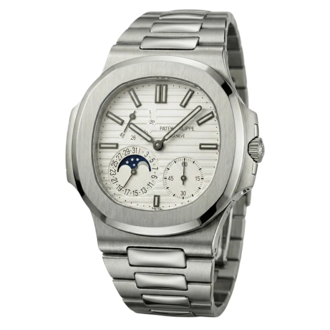 Patek Philippe Nautilus White Dial 41 mm Rubber Strap Men's Watch
