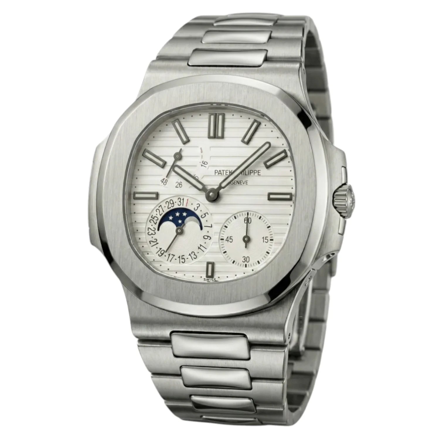 Patek Philippe Nautilus White Dial 41 mm Rubber Strap Men's Watch