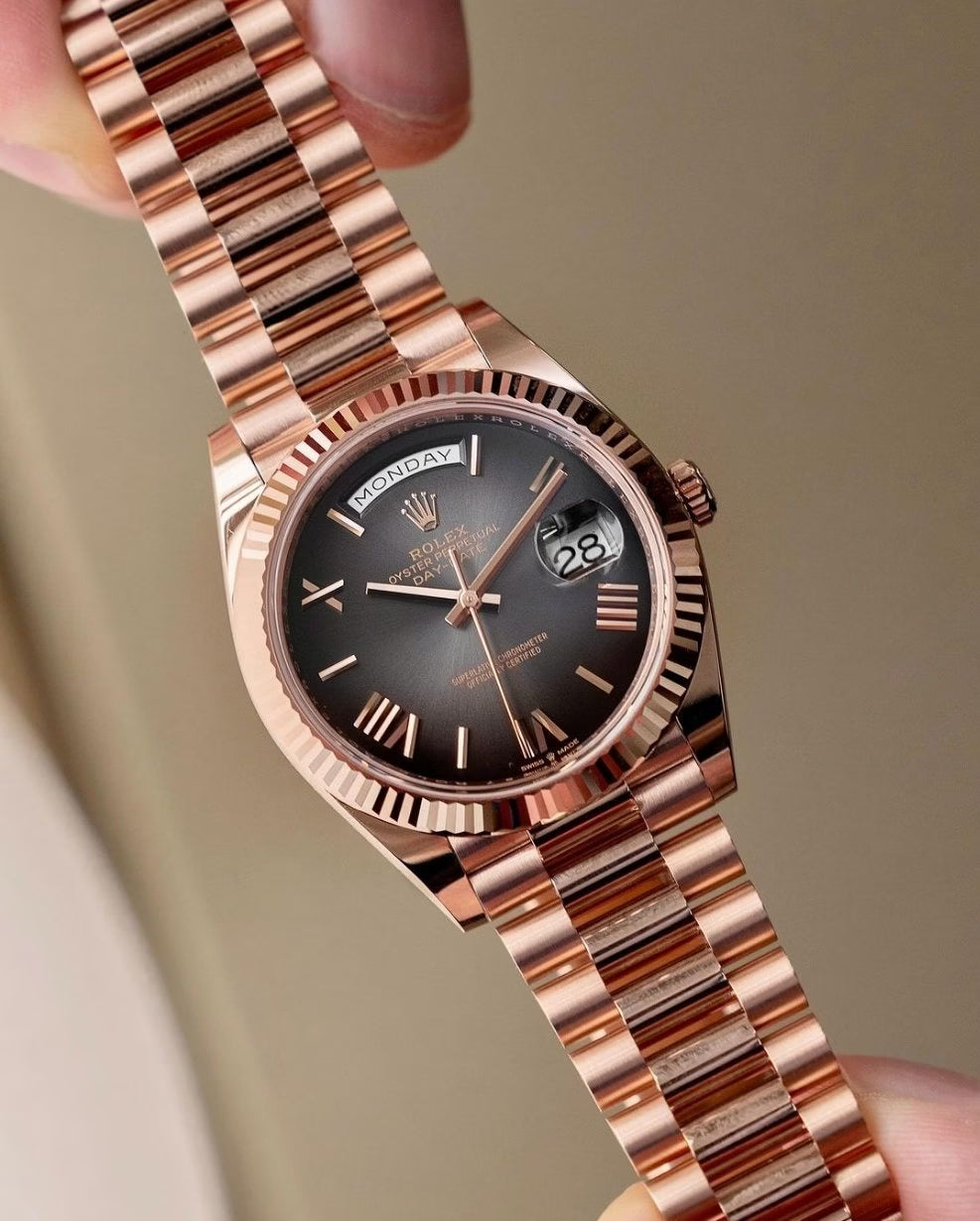 Rolex Day-Date Brown Dial 41 mm Metal Bracelet Men's Watch