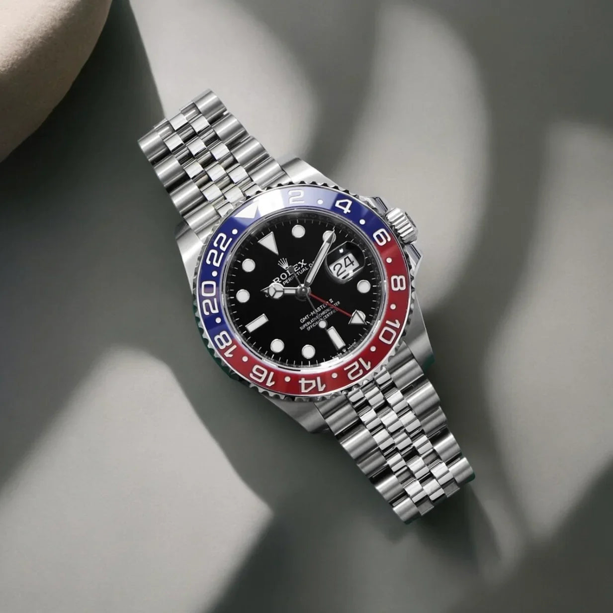 Rolex GMT-Master II Black Dial Metal Bracelet Men's Watch (Ref. 021)