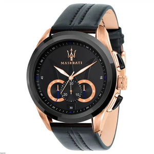 Maserati Black Dial 45 mm Leather Strap Men's Watch R8871612025