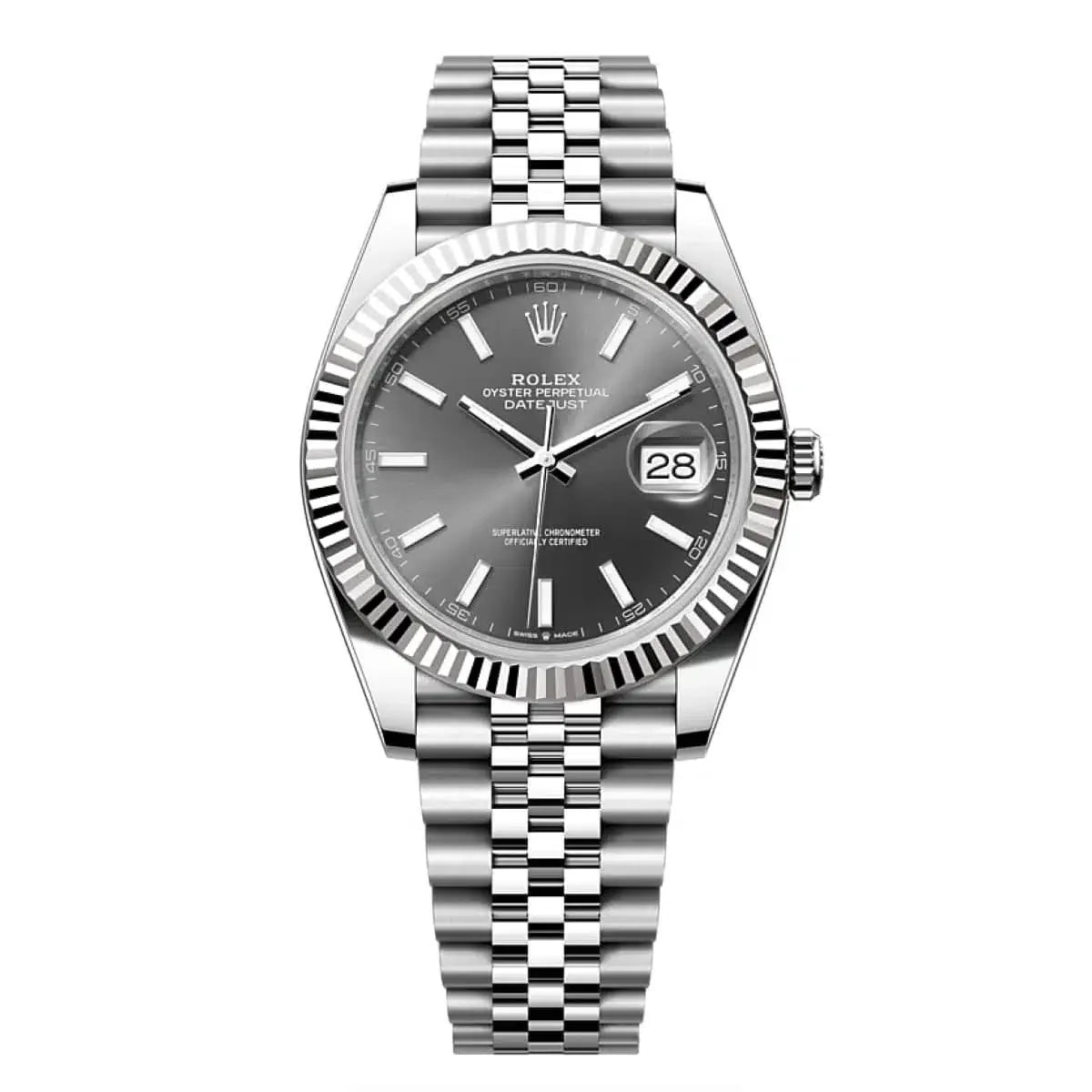 Rolex Datejust Gray Dial 41 mm Metal Bracelet Men's Watch (Ref. 030)
