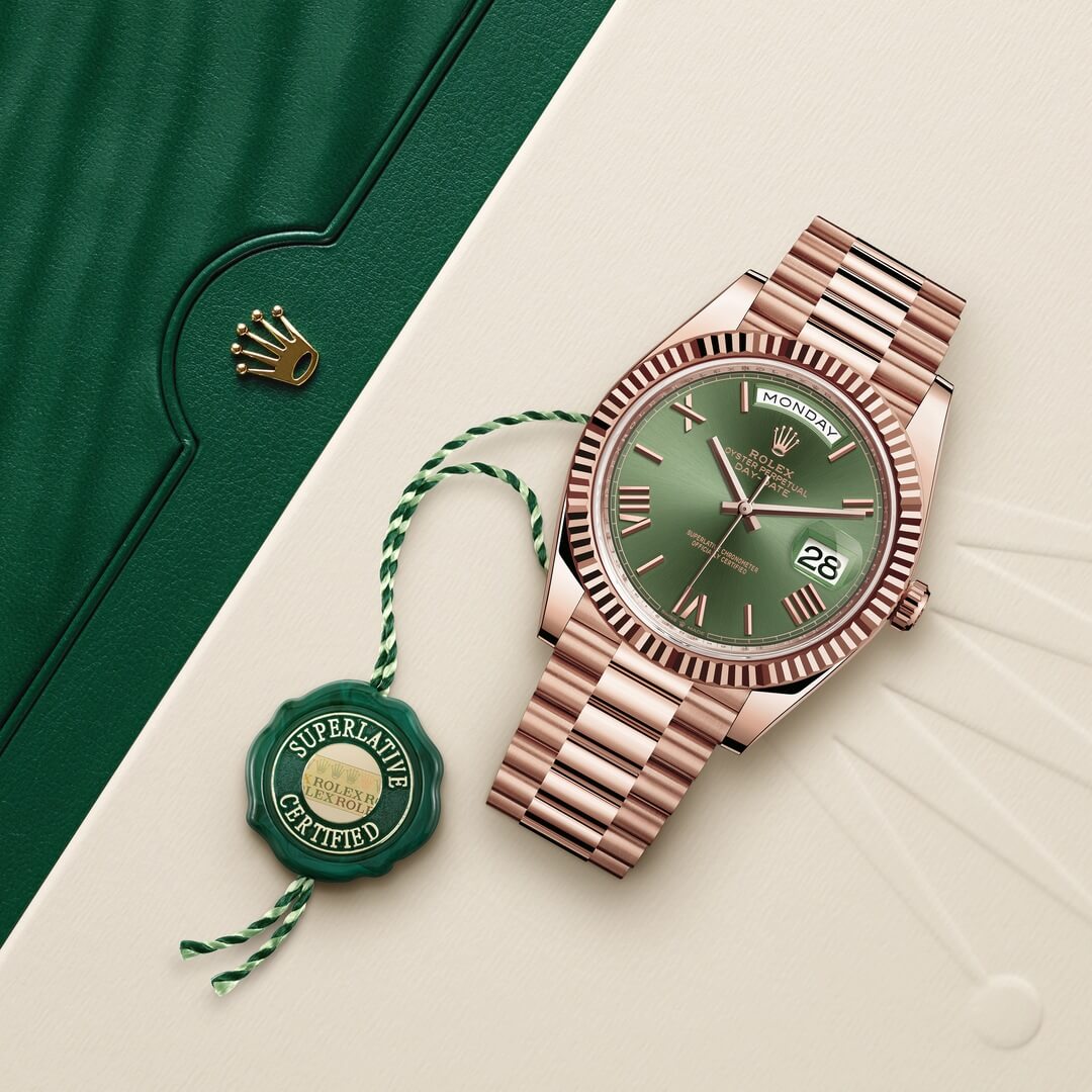 Rolex Day-Date Green Dial 41 mm Metal Bracelet Men's Watch (Ref. 038)