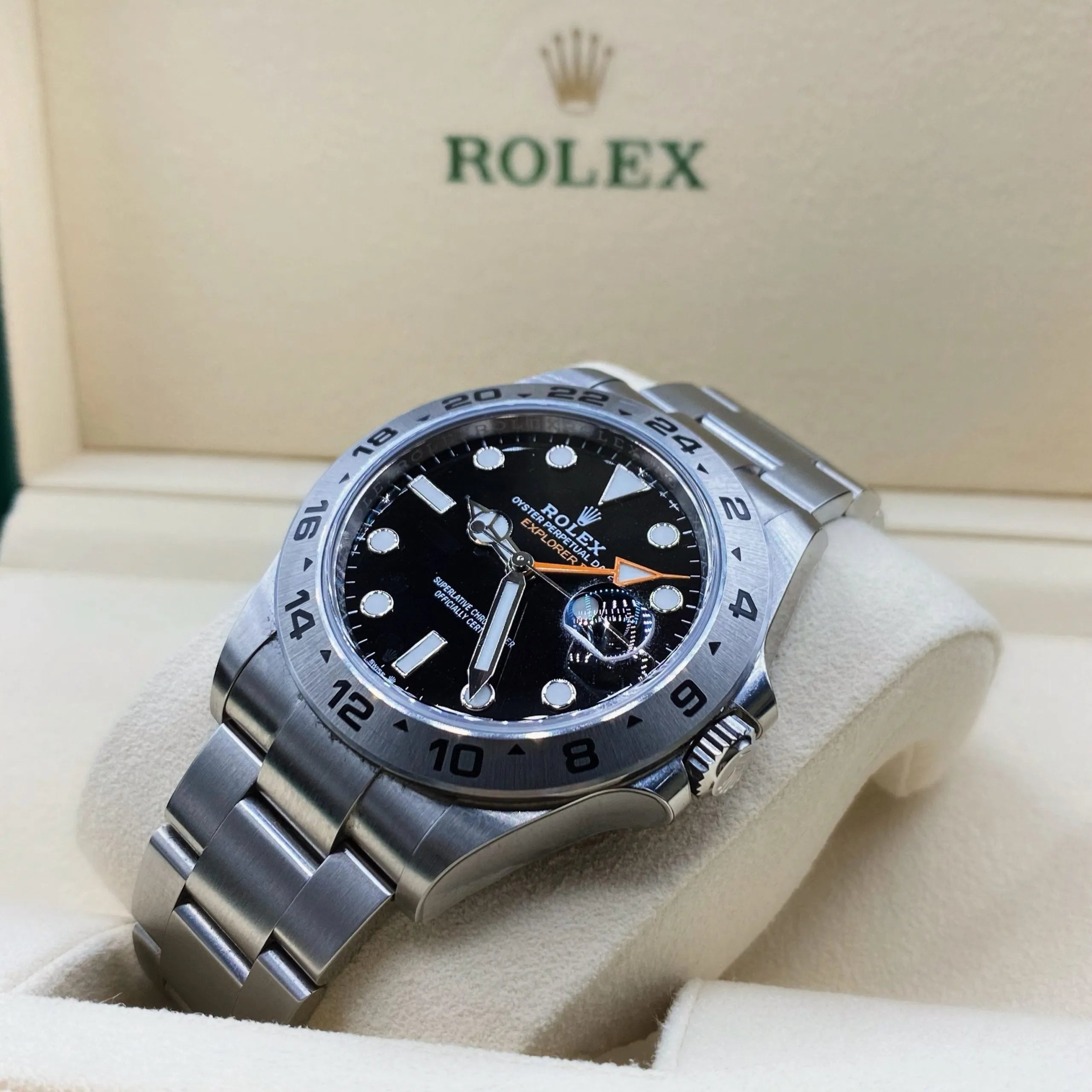 Rolex Explorer II Black Dial Metal Bracelet Men's Watch