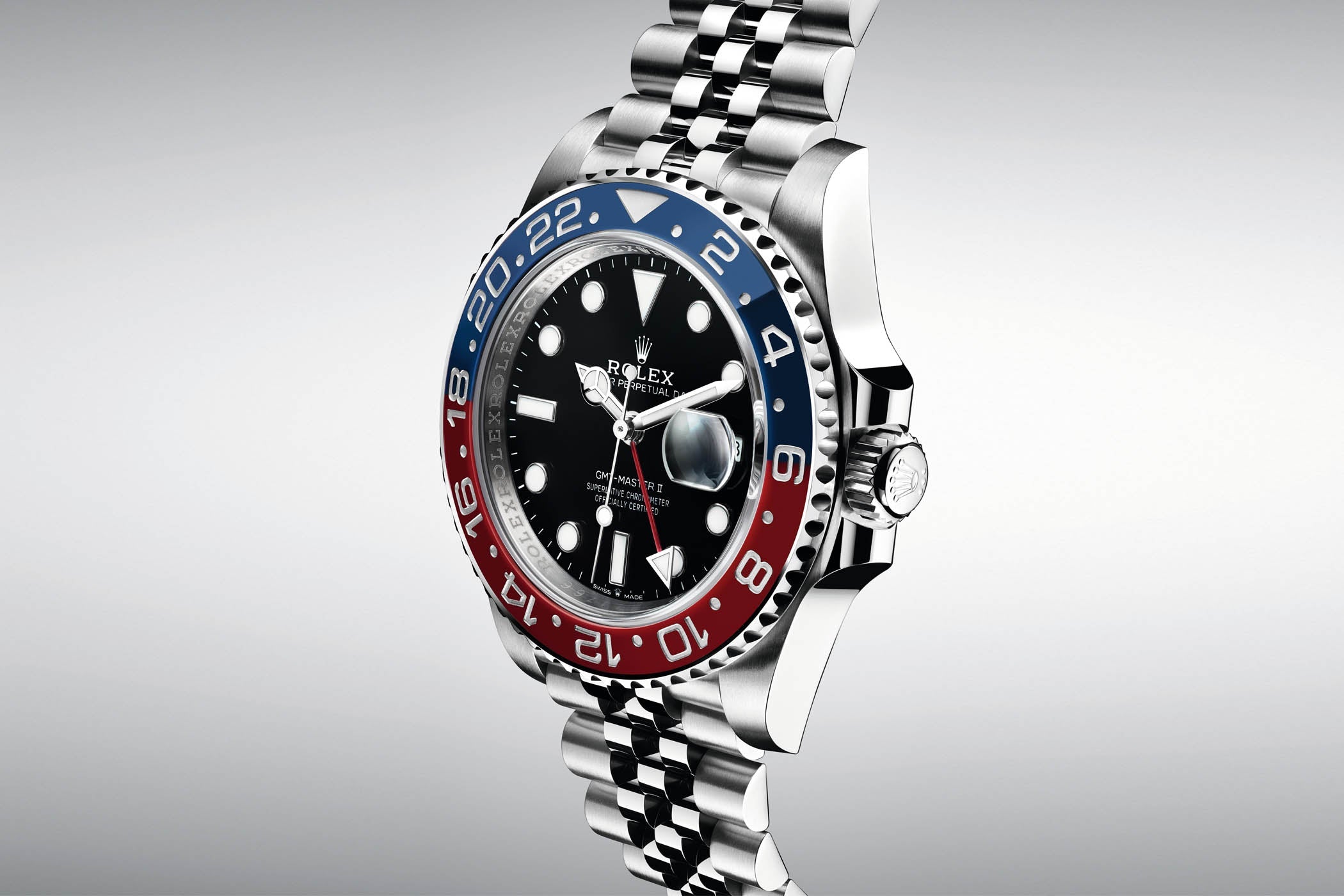 Rolex GMT-Master II Black Dial Metal Bracelet Men's Watch (Ref. 021)