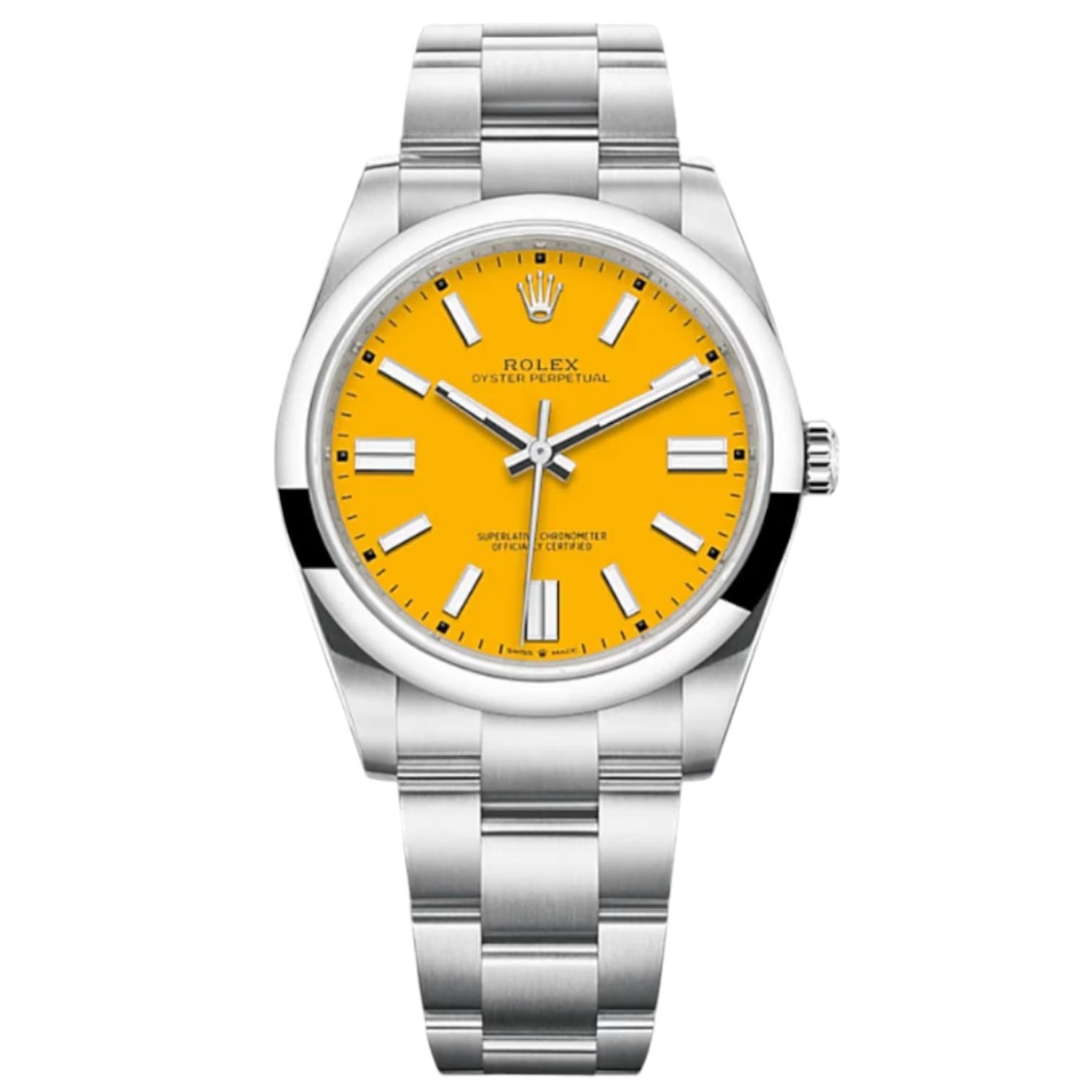 Rolex Perpetual Yellow Dial 41 mm Metal Bracelet Men's Watch