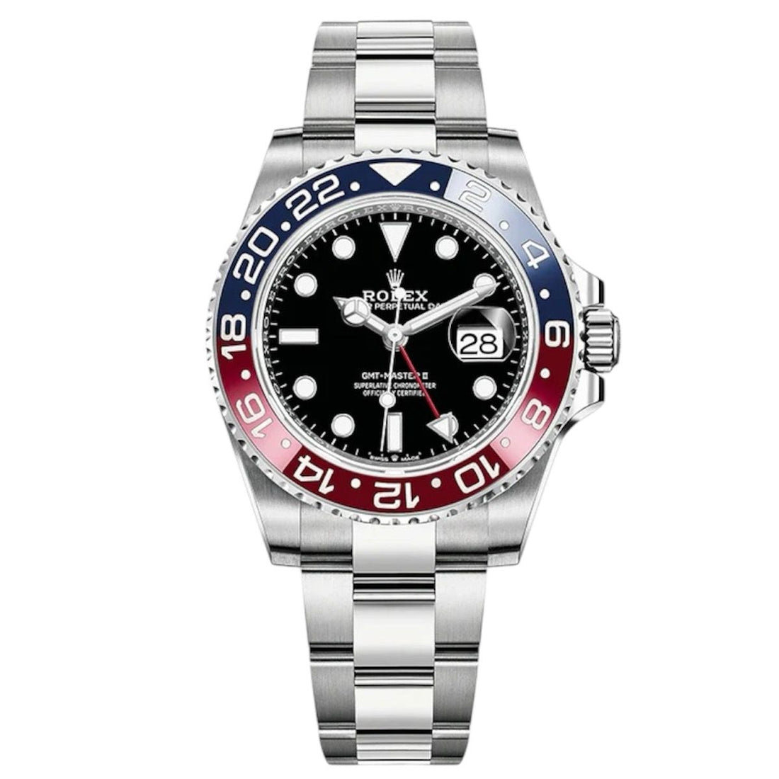 Rolex GMT-Master II Black Dial Metal Bracelet Men's Watch (Ref. 088)