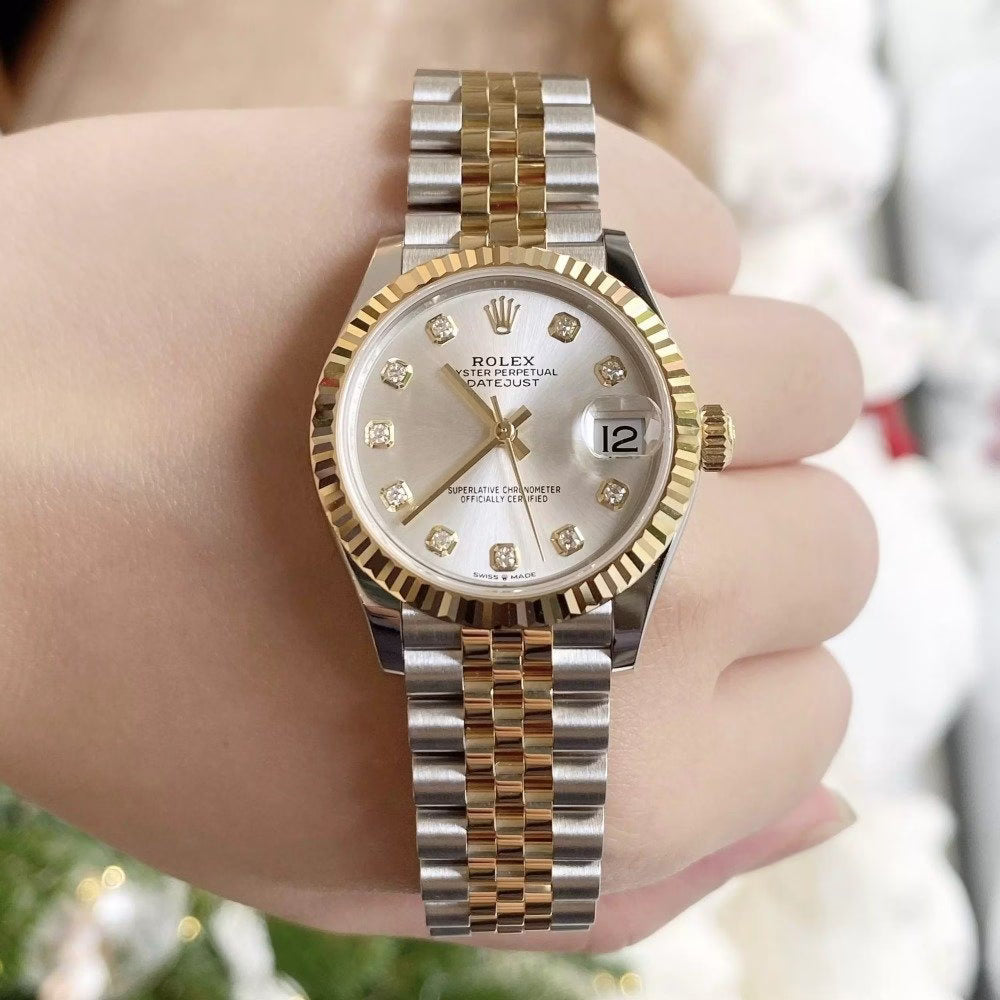 Rolex Datejust Mirror Original Silver Dial 31 mm Metal Bracelet Women's Watch (Ref. 127)