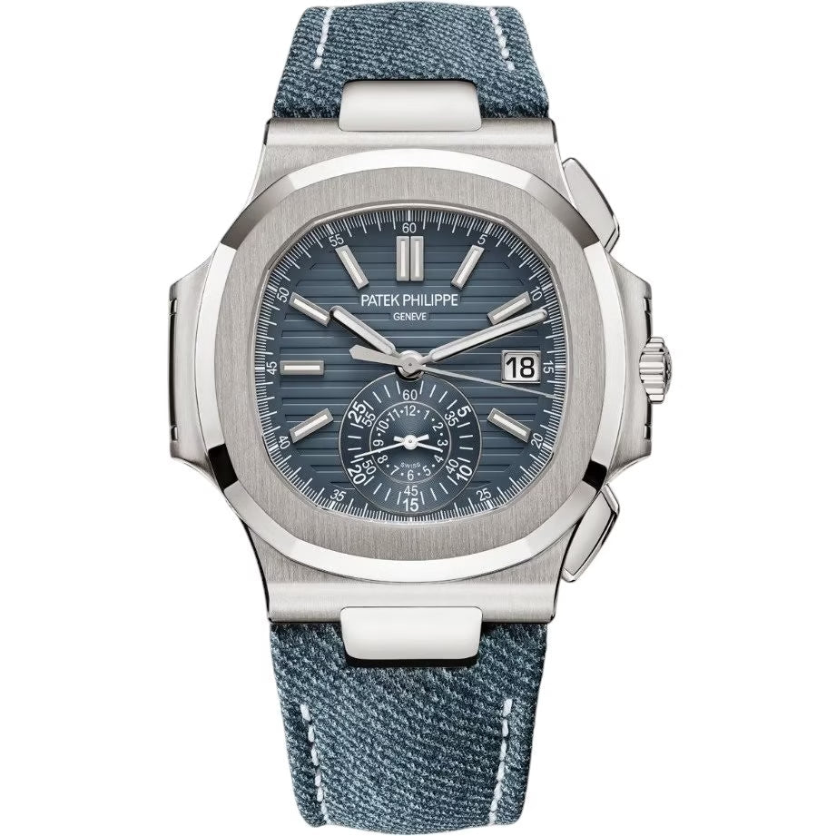 Patek Philippe Nautilus Blue Dial 41 mm Rubber Strap Men's Watch (Ref. V2)