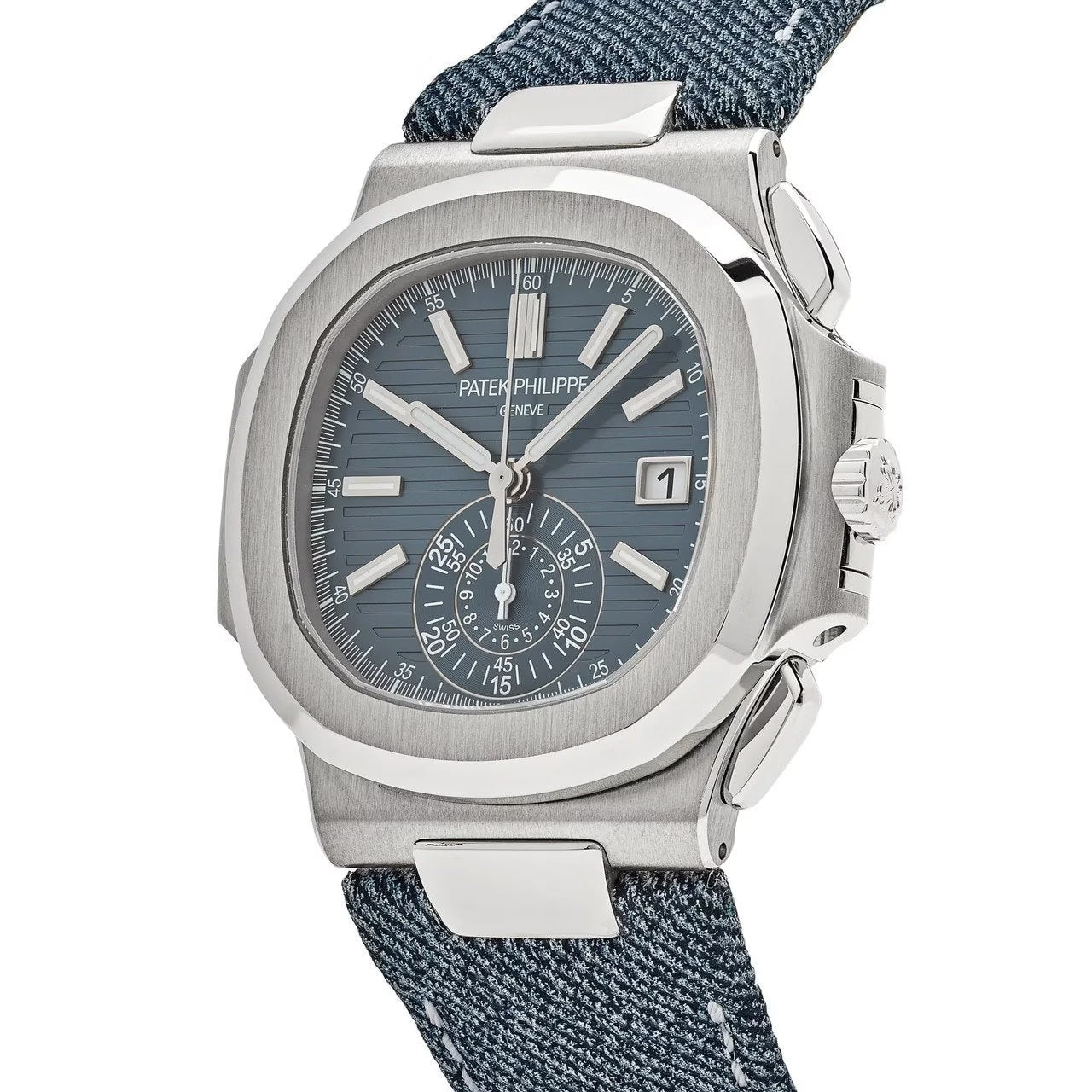 Patek Philippe Nautilus Blue Dial 41 mm Rubber Strap Men's Watch (Ref. V2)