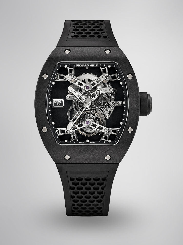 Richard Mille RM 027 Rafael Nadal Tourbillon Carbon Titanium Case Super Clone Skeleton Dial Luxury Sports Watch