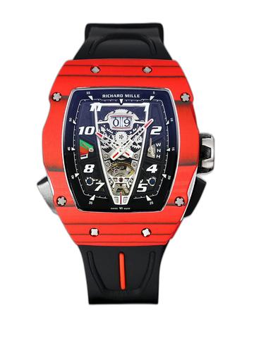 Luxury Sport Replica Richard Mille RM 40-01 Red Carbon Fiber Case Watch With Black Rubber Strap