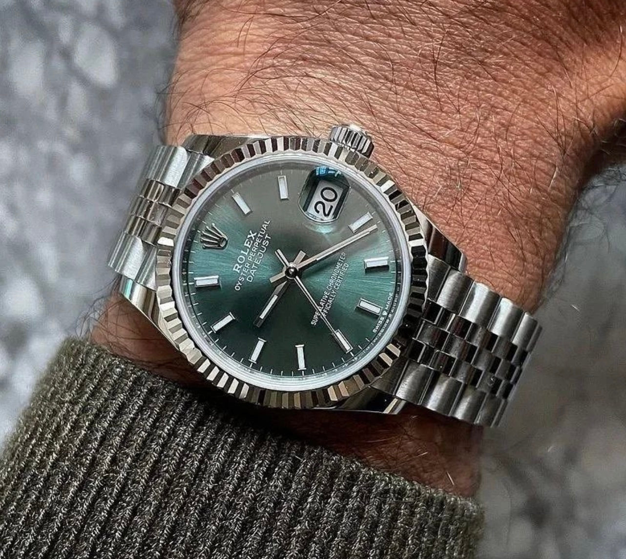 Rolex Datejust Green Dial 41 mm Metal Bracelet Men's Watch