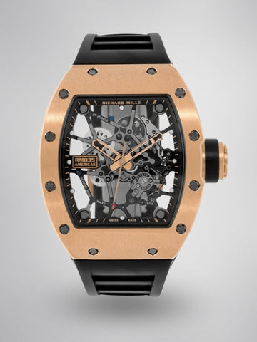 Super Clone Richard Mille RM035 Americas Rose Gold Replica Luxury Skeleton Sports Watch