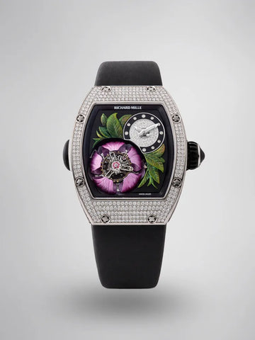 Richard Mille RM 19-02 Replica, Diamond-Set Case 3D Flower Skeleton Dial Luxury Ladies Automatic Wristwatch
