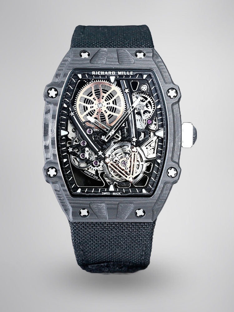 Richard Mille RM 27-05 Rafael Nadal Flying Tourbillon Super Clone Swiss Movement Carbon Fiber Case Watch