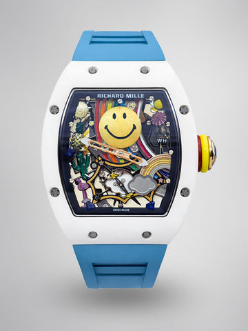 Richard Mille RM 88 Smiley Automatic Tourbillon Best Swiss Replica – 39mm White Ceramic Blue Strap