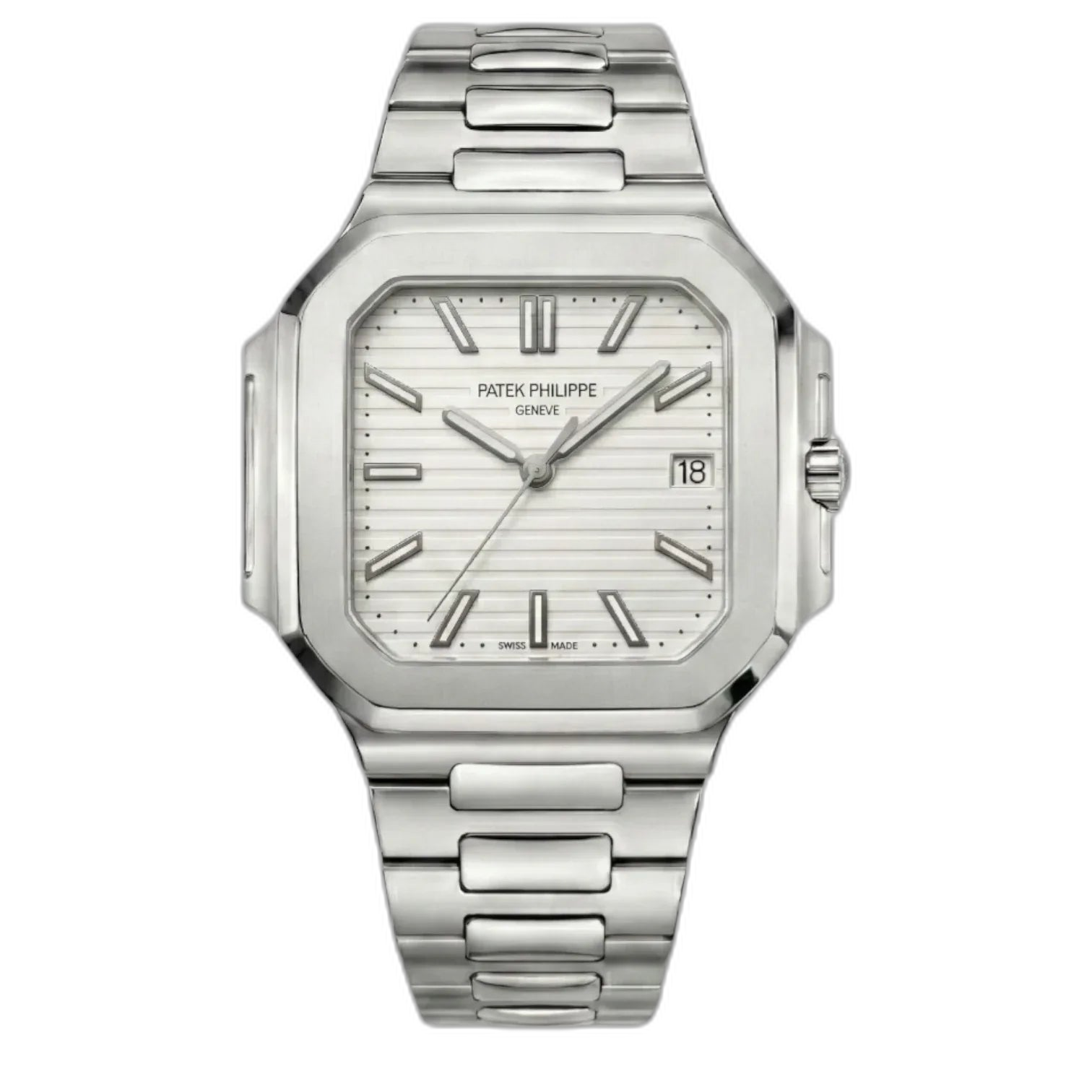 Patek Philippe White Dial 45 mm Stainless Steel Bracelet Men's Watch