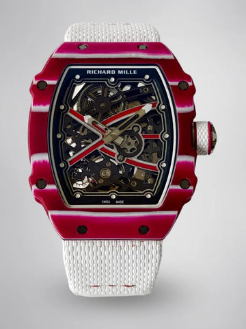 UMI Richard Mille RM 67-02 Mutaz Barshim Burgundy Red & White Quartz TPT Carbon White Strap Replica Watch