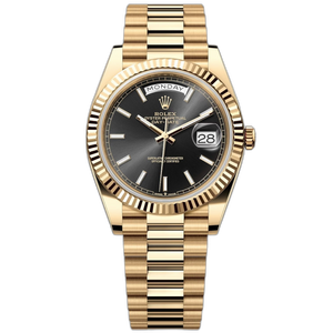 Rolex Day-Date Black Dial 41 mm Metal Bracelet Men's Watch (Ref. 121)
