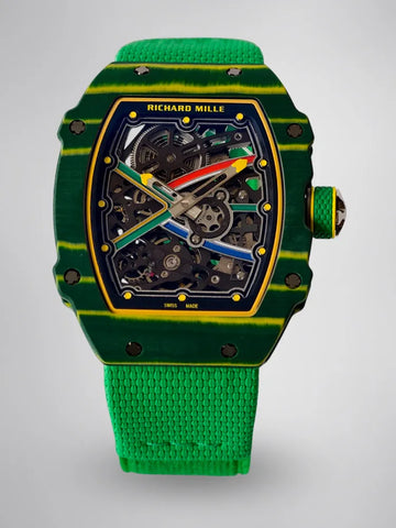 UMI RM 67-02 Van Niekerk Green Carbon Yellow Bezel Green Fabric Strap Replica Watch