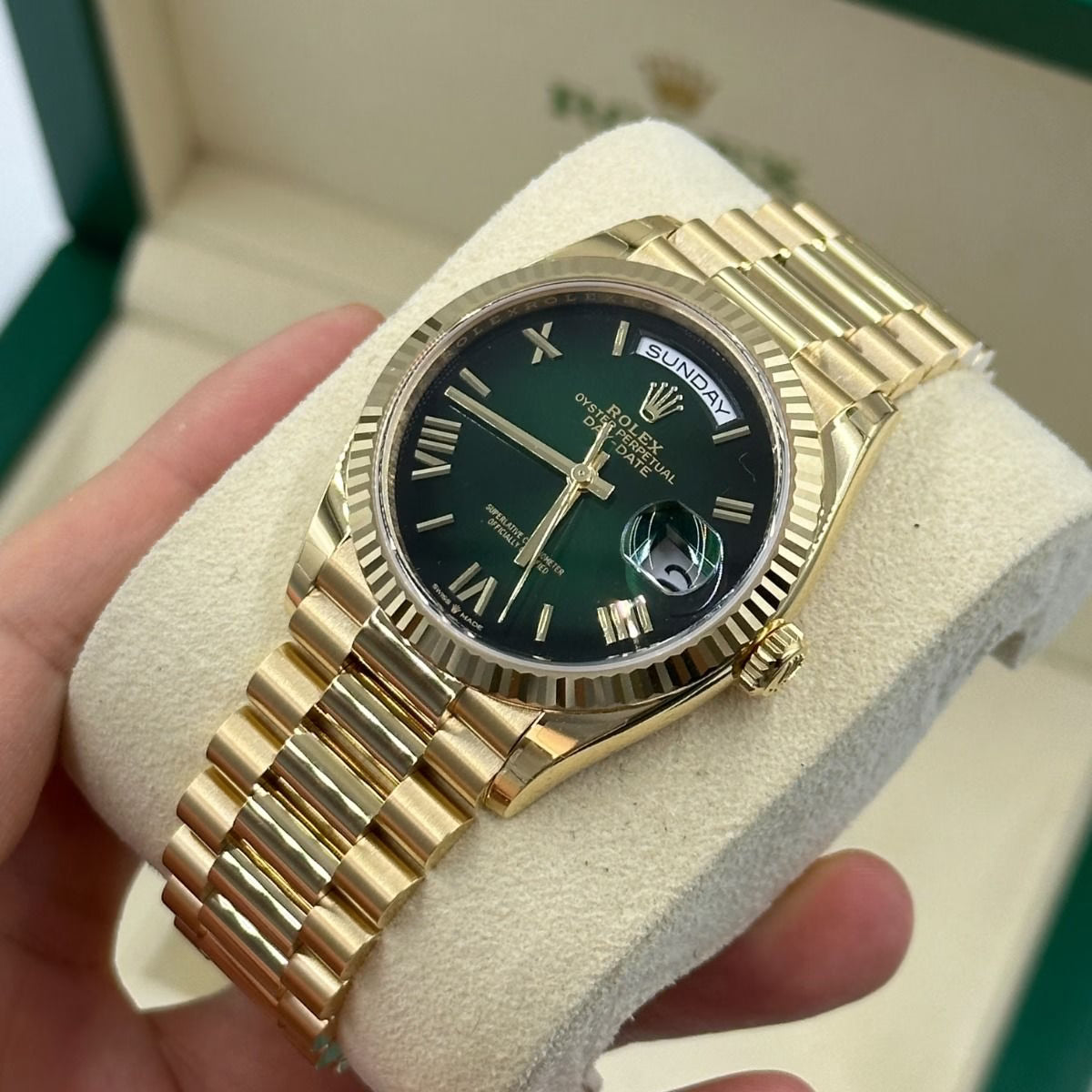 Rolex Day-Date Green Dial 41 mm Metal Bracelet Men's Watch (Ref. 013)