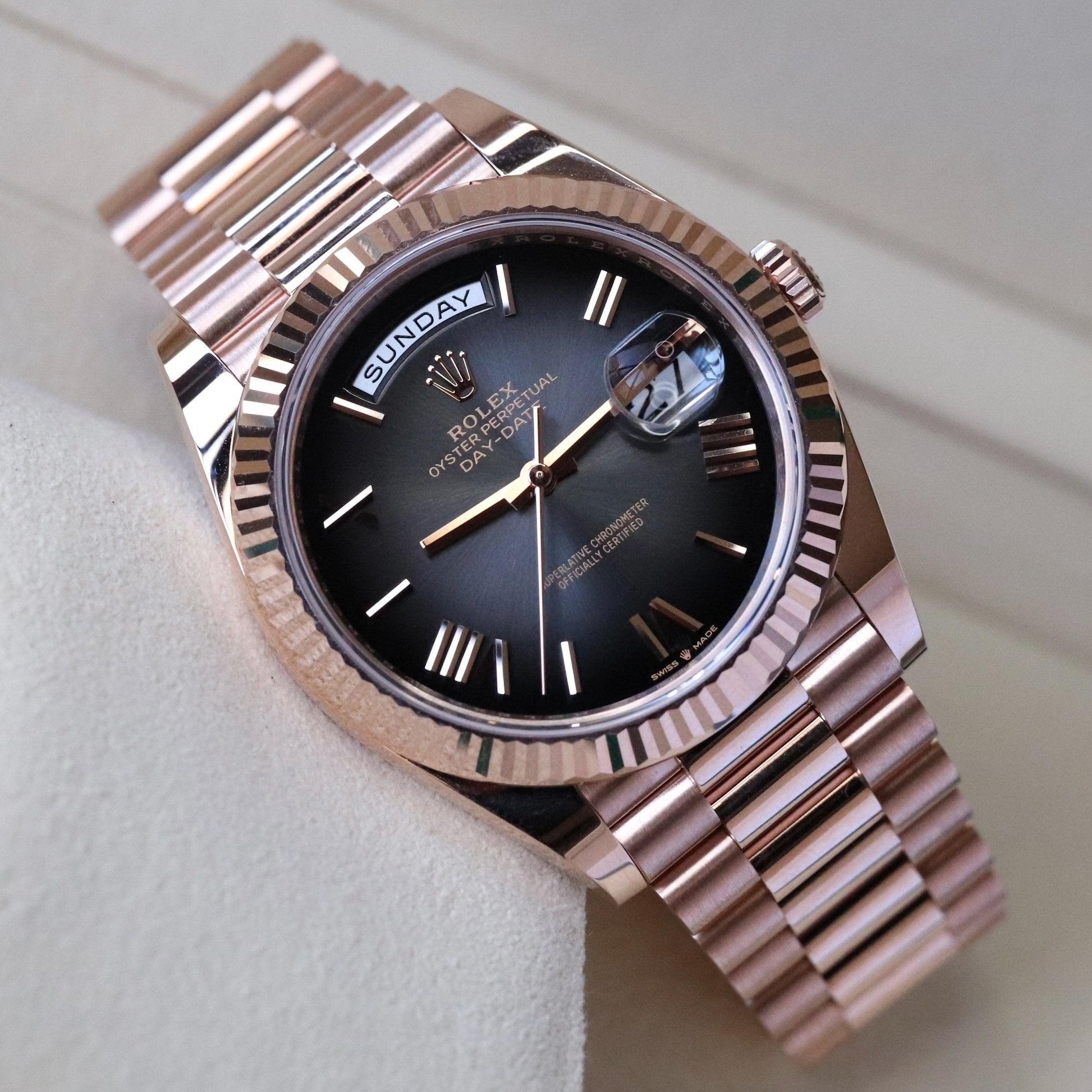 Rolex Day-Date Brown Dial 41 mm Metal Bracelet Men's Watch