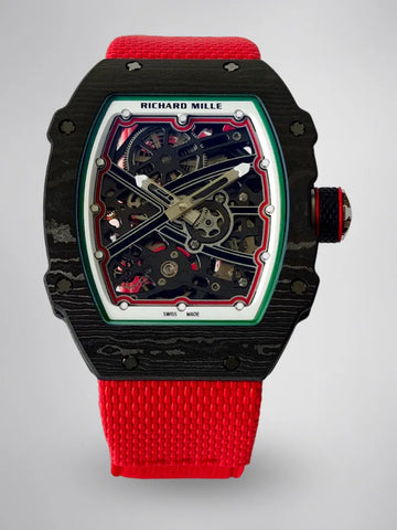 UMI Richard Mille RM 67-02 Extra Flat Italy Carbon TPT Skeleton Red Fabric Strap Replica Watch