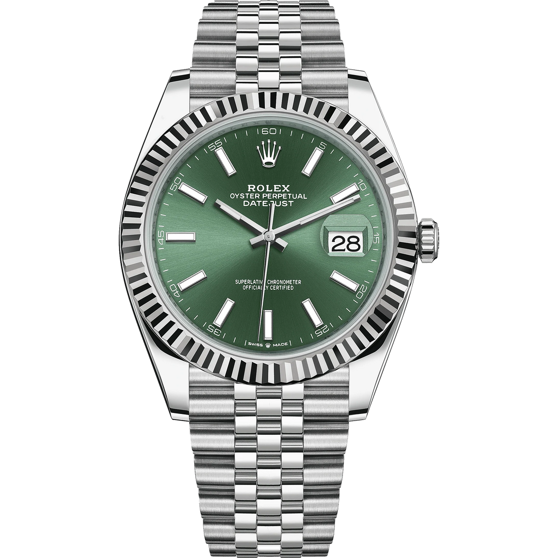 Rolex Datejust Green Dial 41 mm Metal Bracelet Men's Watch