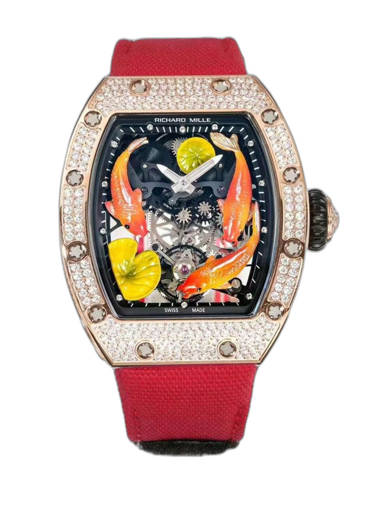 Replica RICHARD MILLE RM S10 Koi Tourbillon Watch with Rose Gold Case