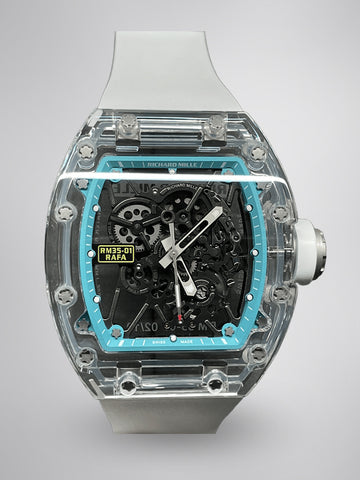 Replica Richard Mille RM 35-01 Rafael Nadal Watch – Swiss Tourbillon Movement, Skeleton Dial, Crystal Glass Case