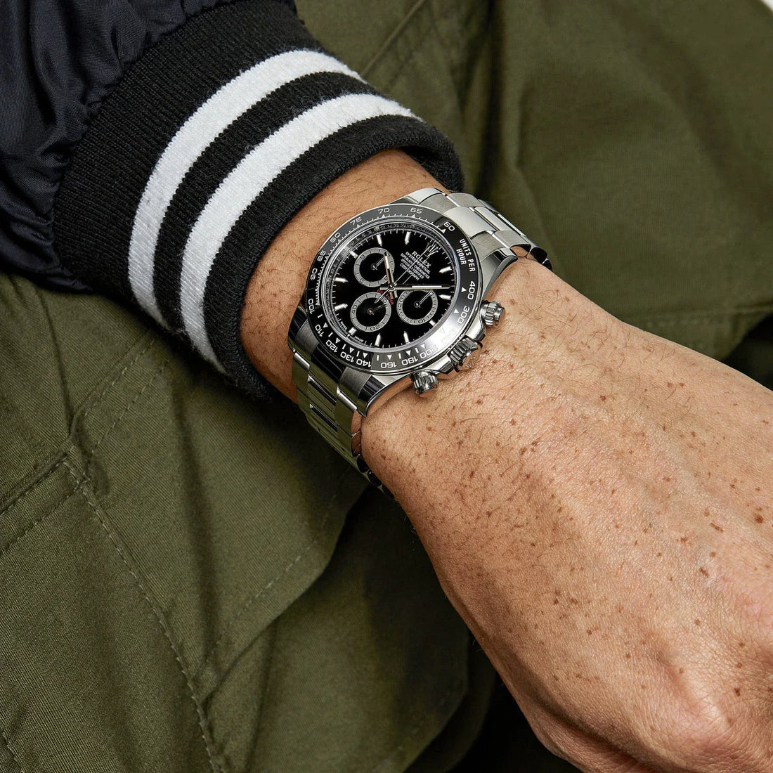 Rolex Daytona Black Dial Metal Bracelet Men's Watch