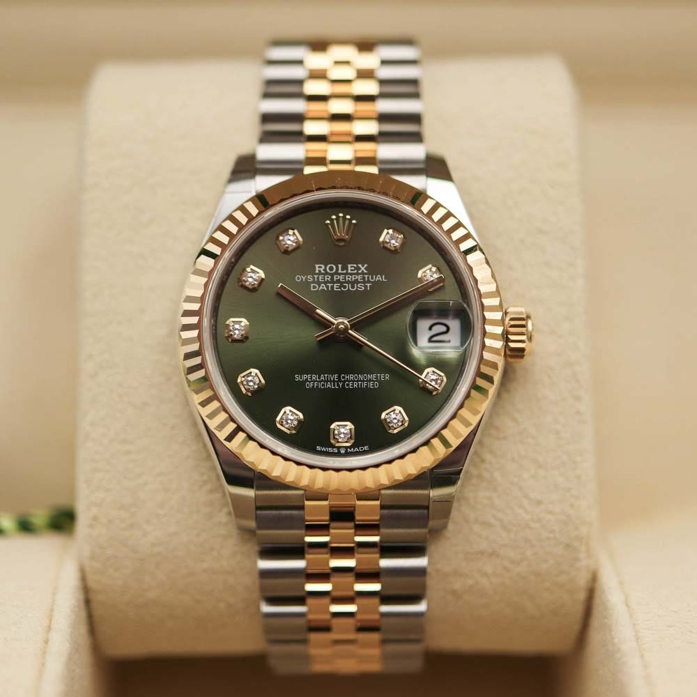Rolex Datejust Mirror Original Green Dial 31 mm Metal Bracelet Women's Watch