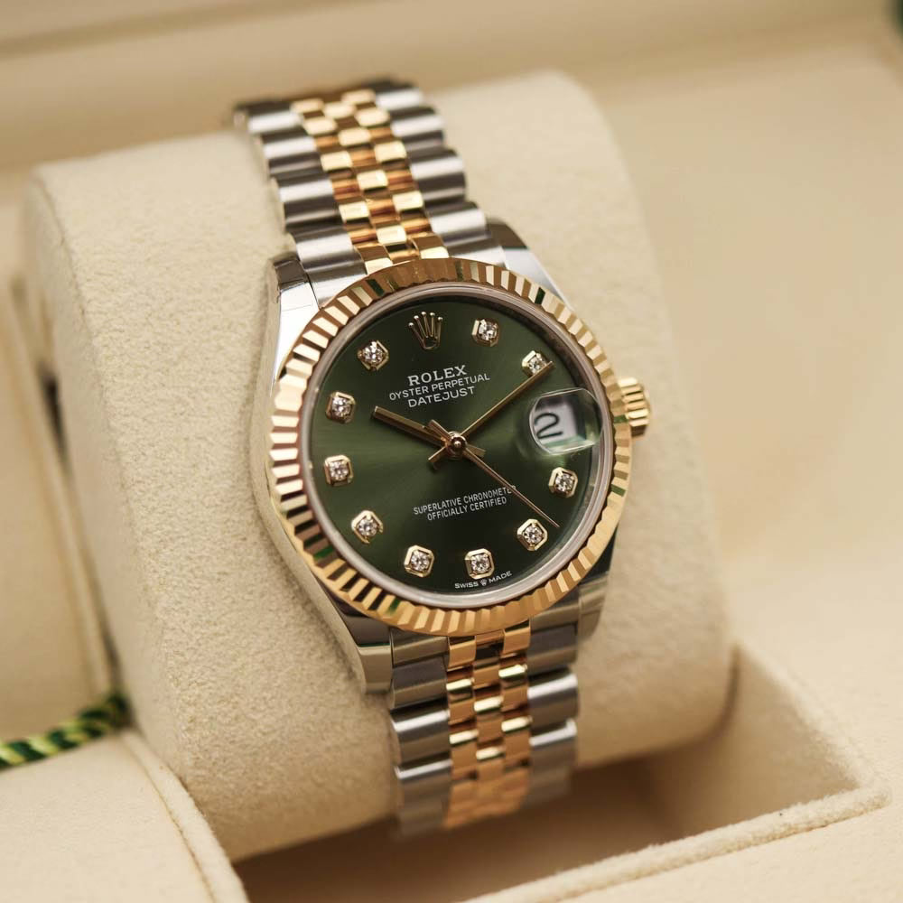 Rolex Datejust Mirror Original Green Dial 31 mm Metal Bracelet Women's Watch