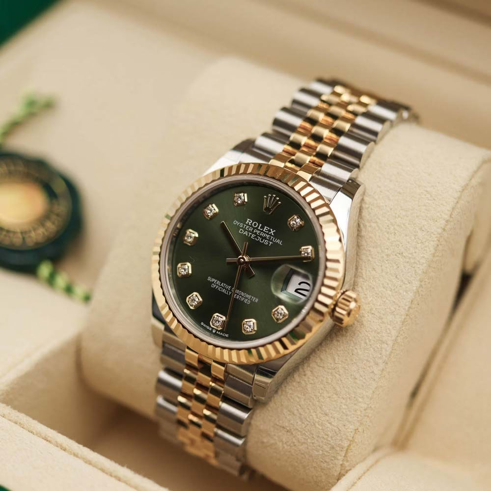 Rolex Datejust Mirror Original Green Dial 31 mm Metal Bracelet Women's Watch
