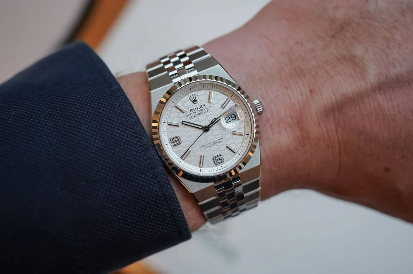 Rolex Land-Dweller White Dial 41 mm Metal Bracelet Men's Watch