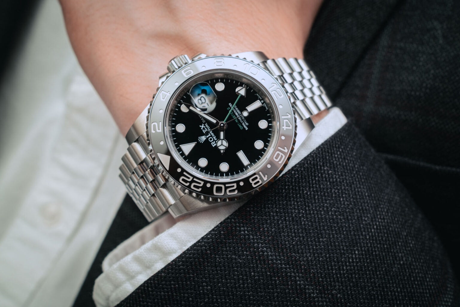 Rolex GMT-Master II Black Dial Metal Bracelet Men's Watch (Ref. 011)