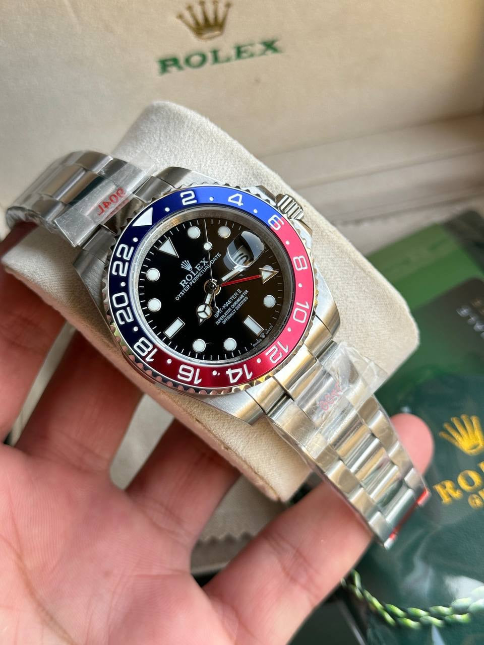 Rolex GMT-Master II Black Dial Metal Bracelet Men's Watch (Ref. 088)