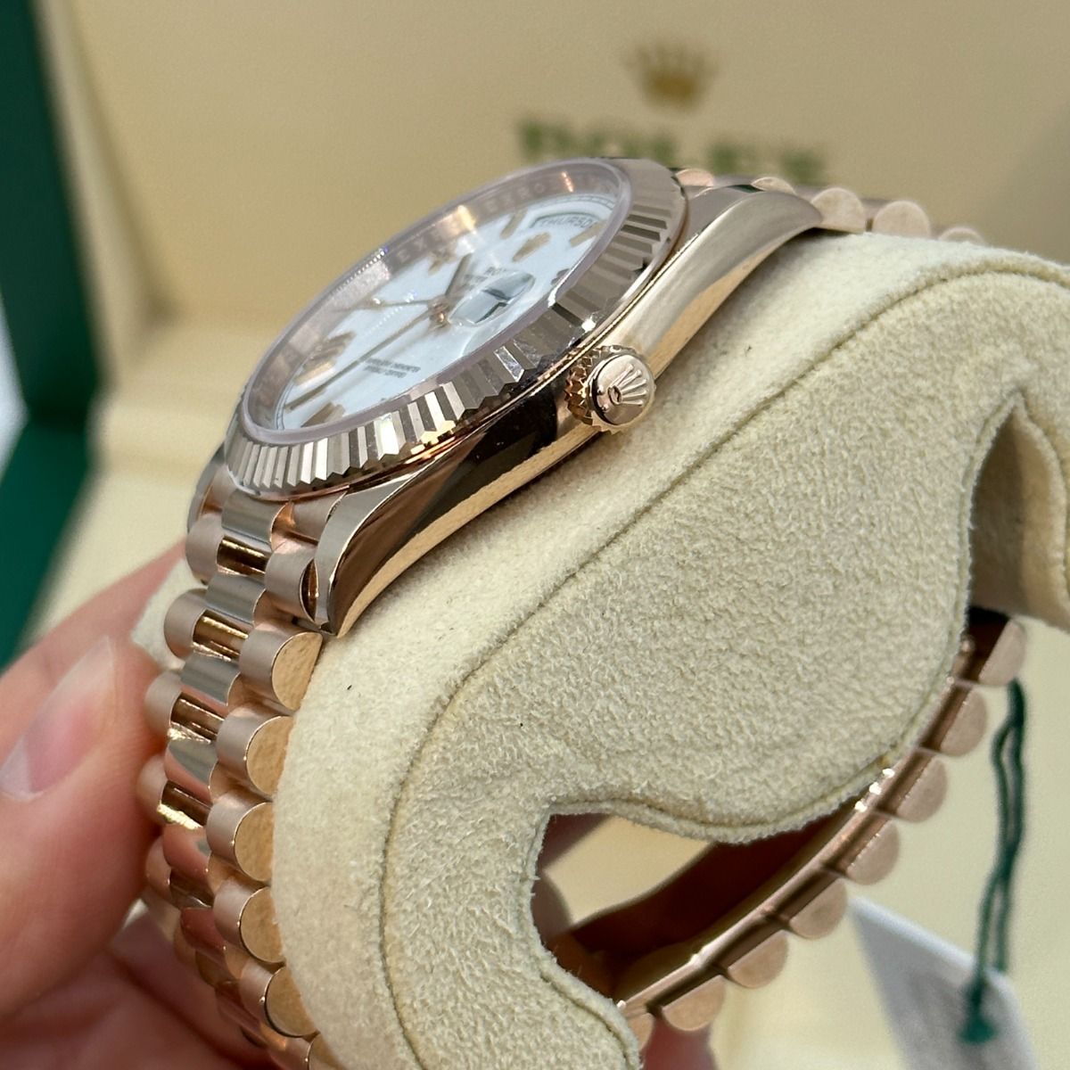 Rolex Day-Date White Dial 41 mm Metal Bracelet Men's Watch