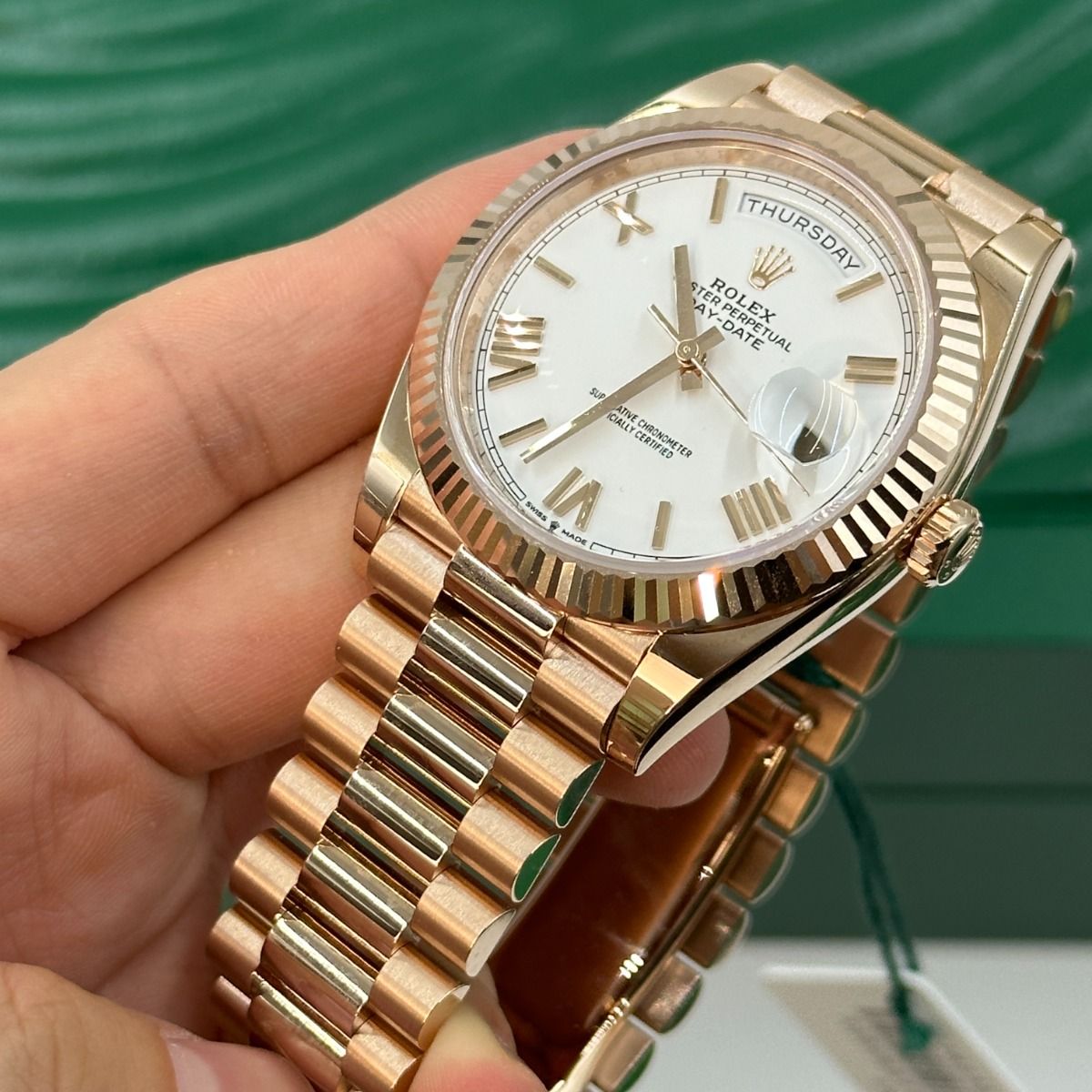 Rolex Day-Date White Dial 41 mm Metal Bracelet Men's Watch
